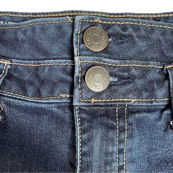 Girls Cherokee High Rise Jean Shorts Roll Up Hem Double Button Adjustable Denim - Picture 5 of 7